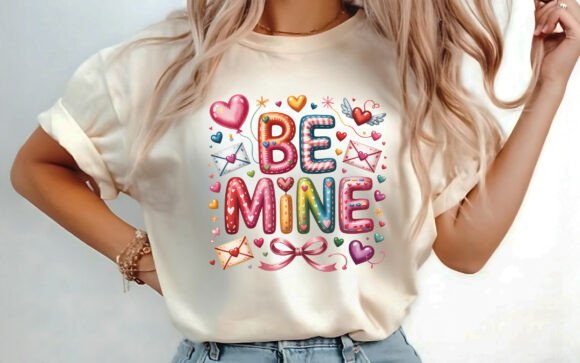 Be Mine Valentine Sublimation Design PNG for T-Shirt Designs and Graphics