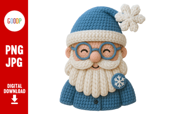 Blue Cozy Santa Crochet Art Png: A Festive Graphic for Christmas