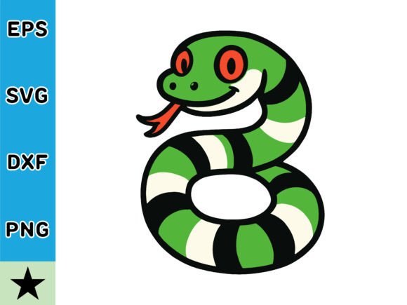 Cartoon Snake with Green and Black Stripes: A Versatile Graphics Illustration