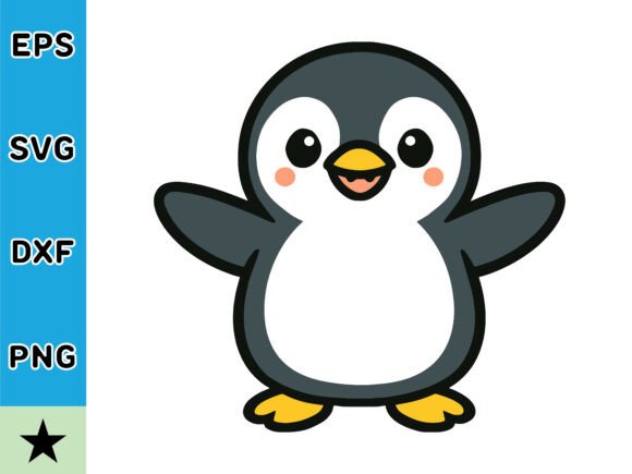 Cheerful Cartoon Penguin: A Versatile Graphics and Illustrations Asset