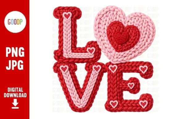 Crochet LOVE Heart Letters PNG for Charming Branding