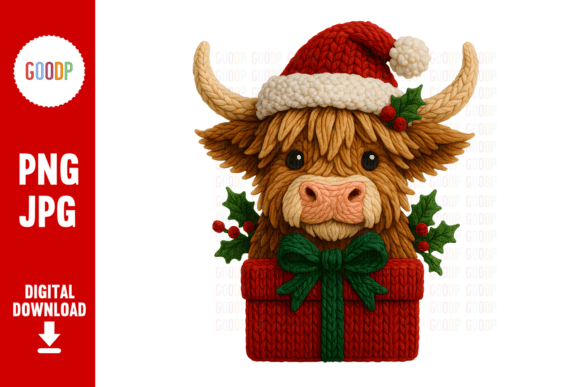 Crochet Xmas Highland Cow Gift Box: A Festive Graphics Gem
