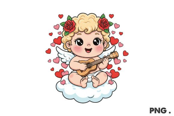 Cute Cupid Guitar PNG: A Charming Graphic for Local Branding