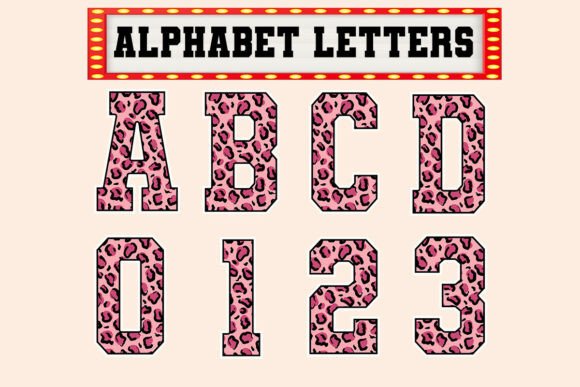 Cute Pink Leopard Alphabet Clipart PNG for Graphics
