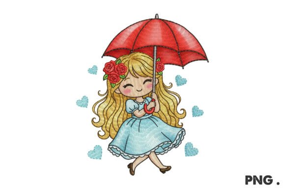 Flying Girl with Umbrella Png: A Charming Graphics Illustration