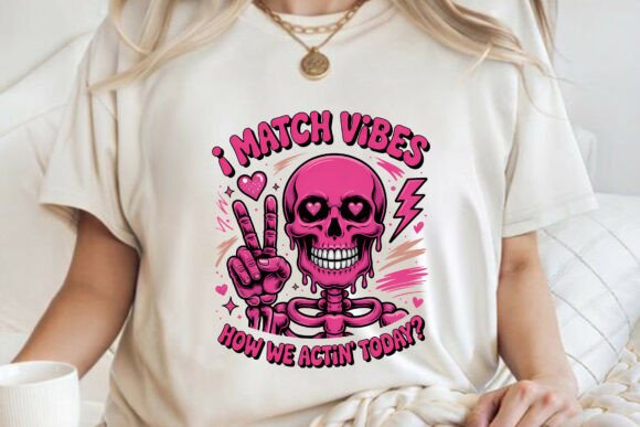 Funny Skeleton Love Valentine Vibe PNG for T-Shirt Designs