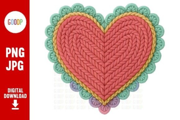 Lace Edged Crochet Heart PNG: A Versatile Graphic for Creative Projects