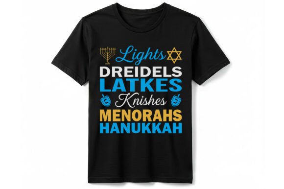 Lights Dreidels Latkes T-shirt: A Festive Graphic Design