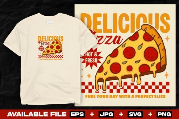Retro Cartoon Pizza T-Shirt Design for Creative Graphics