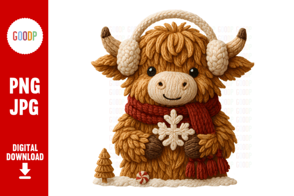 Review: Crochet Highland Cow Snow Day Png for Graphics