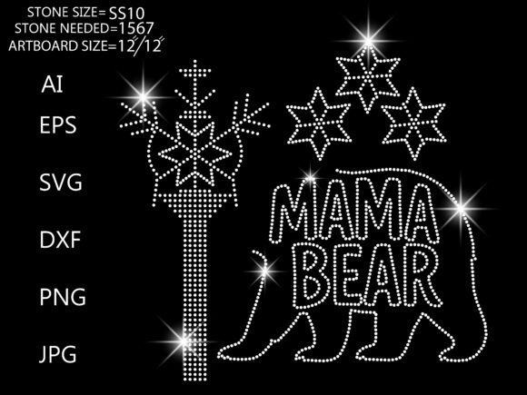 Rhinestone Mama Bear Winter Graphic for T-Shirt Designs
