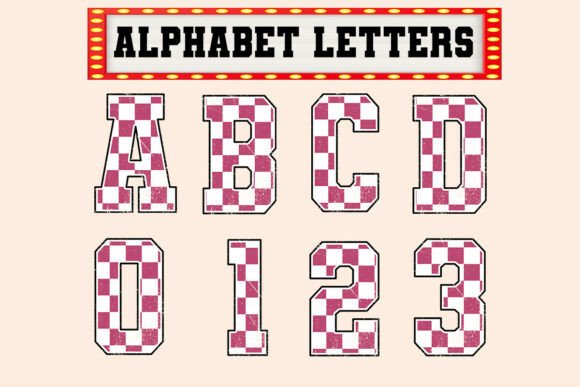 Valentine Checker Pink Alphabet Letters: A Graphics Gem