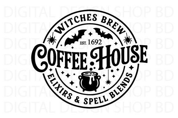 Witches Brew Coffee House Logo: Perfect for T-Shirt Designs and Graphics